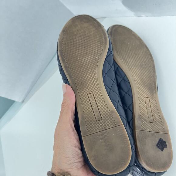 Talbots Quilted Ballerina Flats Leather Toe Bow 9.5 Navy Blue Comfort - Picture 7 of 8